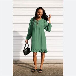 Smash + Tess Violet Mini Dress In Forage Green Size Small Long Sleeve Viscose